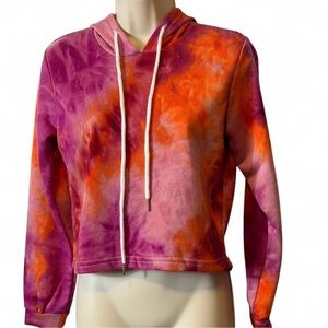 ‎Cropped Tie Dye Hoodie